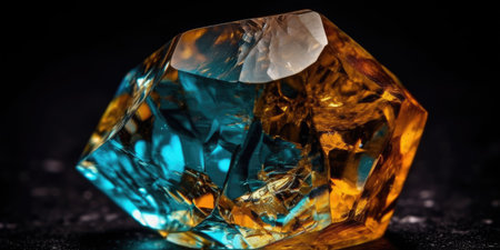 Photo of topaz mineral stone close up, macro. Generative AIの素材