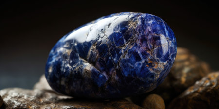 Photo of the mineral stone sodalite close-up, macro. Generative AIの素材