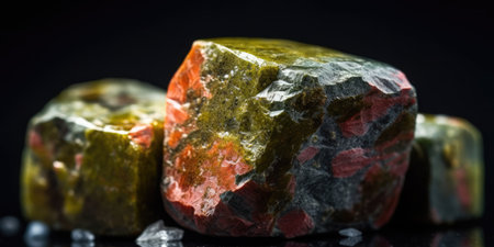 Photo of the mineral stone unakite close-up, macro. Generative AIの素材