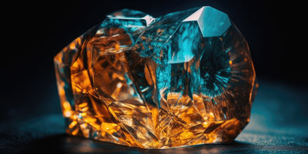 Photo of topaz mineral stone close up, macro. Generative AIの素材