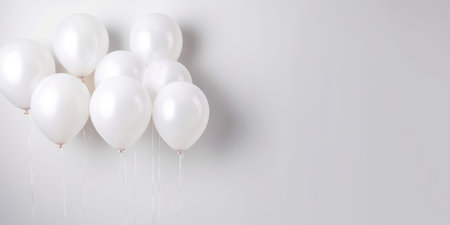 White balloons on a white background, with space for text. The banner is white. Generative AIの素材