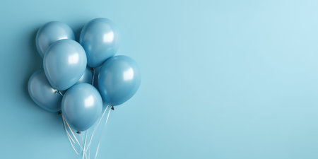 blue balloons on a blue background, with place for text. The banner is blue. Generative AIの素材