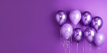 Purple balloons on a purple background, with space for text. Purple banner. Generative AIの素材