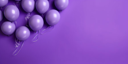 Purple balloons on a purple background, with space for text. Purple banner. Generative AIの素材