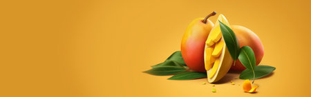 juicy and ripe mango close-up on a plain background. Generative AIの素材