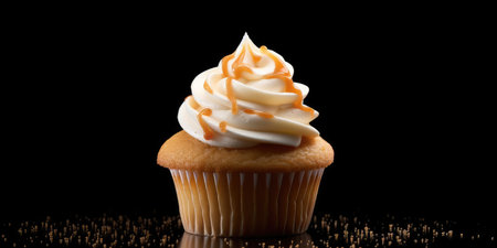 Delicious cupcakes. Appetizing cupcakes on a pastel background. Generative AIの素材