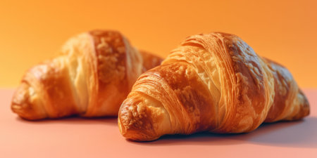 croissant on a pastel background. Banner. Place for text. Generative AIの素材