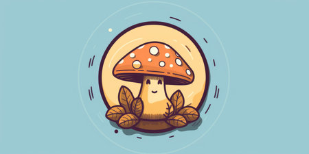 Illustration of funny mushrooms in the forest. Fantastic mushrooms in a mysterious country. High quality photo. Generative AIの素材