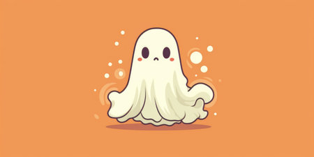 Illustration of a cute ghost. Halloween theme. High quality photo. Generative AIの素材