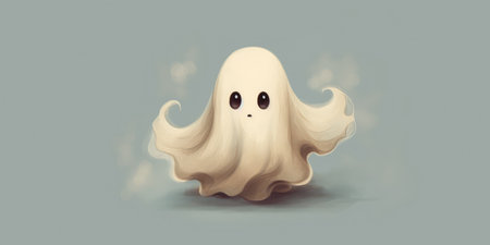 Illustration of a cute ghost. Halloween theme. High quality photo. Generative AIの素材