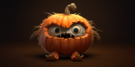 An illustration of a cute pumpkin. Halloween theme. High quality photo. Generative AIの素材