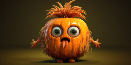 An illustration of a cute pumpkin. Halloween theme. Generative AIの素材