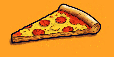 Illustration of a piece of italian pizza close up. Generative AIの素材