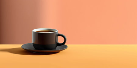 Illustration Cup of fragrant cappuccino on the table close-up. Pastel background. Generative AIの素材