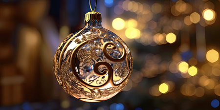 Gorgeous Christmas decorations on the Christmas tree. Christmas theme. Generative AIの素材