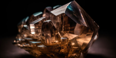 Closeup photo of mineral smoky quartz, macro. Generative AIの素材