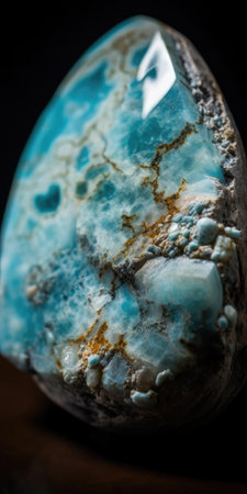 Closeup photo of the mineral turquoise, macro. Generative AIの素材