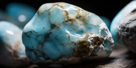 Closeup photo of the mineral turquoise, macro. Generative AIの素材