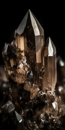 Closeup photo of mineral smoky quartz, macro. Generative AIの素材