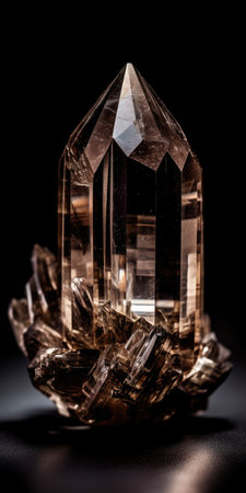 Closeup photo of mineral smoky quartz, macro. Generative AIの素材