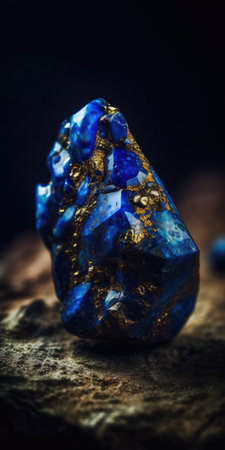Closeup photo of lapis lazuli mineral stone, macro. Generative AIの素材