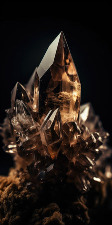Closeup photo of mineral smoky quartz, macro. Generative AIの素材