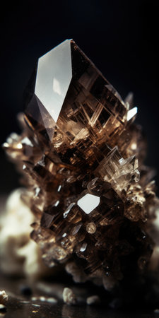 Closeup photo of mineral smoky quartz, macro. Generative AIの素材
