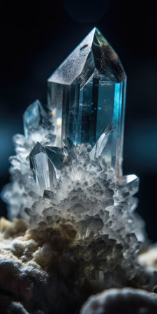 Closeup photo of crystal mineral stone, macro. Generative AIの素材