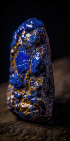 Closeup photo of lapis lazuli mineral stone, macro. Generative AIの素材