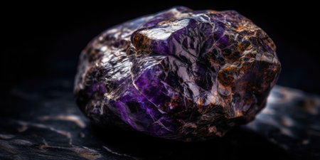 Photo of the mineral stone charoite close-up, macro. Generative AIの素材