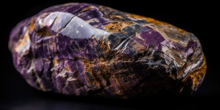 Photo of the mineral stone charoite close-up, macro. Generative AIの素材