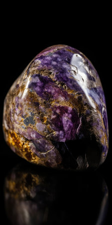 Photo of the mineral stone charoite close-up, macro. Generative AIの素材
