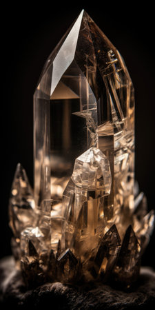 Closeup photo of mineral smoky quartz, macro. Generative AIの素材