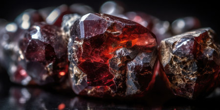 Close-up photo of the mineral stone garnet, macro. Generative AIの素材