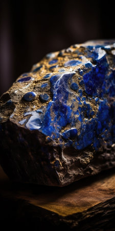 Closeup photo of lapis lazuli mineral stone, macro. Generative AIの素材
