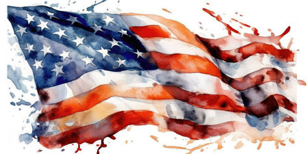 July 4th is Independence Day of the United States of America. Banner for text. Generative AIの素材