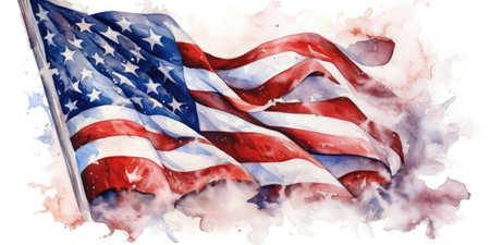 July 4th is Independence Day of the United States of America. Banner for text. Generative AIの素材