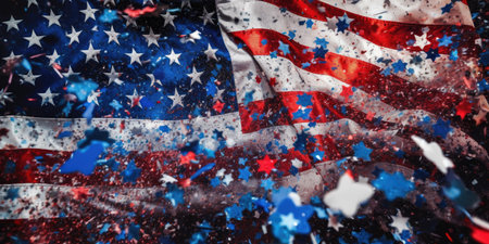 July 4th is Independence Day of the United States of America. Banner. Generative AIの素材