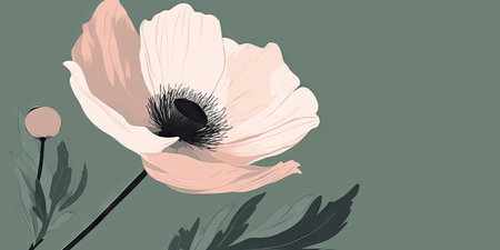 Illustration of simple flower design. Floral design. Anemone. Poppy. Image for desktop. Generative AIの素材