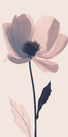 Illustration of simple flower design. Floral design. Anemone. Poppy. Image for desktop. Generative AIの素材