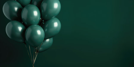 Green balloons on a green background, with space for text. The banner is green. Generative AIの素材