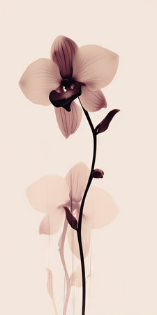 Illustration of a simple orchid flower. Floral design. Image for desktop, postcards. Generative AIの素材