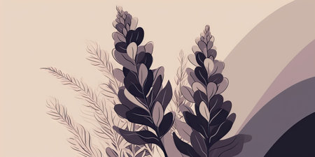 Illustration of simple flower design. Floral design. Lupine. Image for desktop. Generative AIの素材
