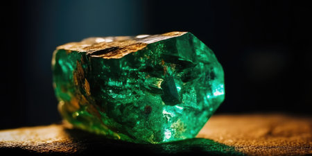 Photo of emerald mineral stone close up, macro. Generative AIの素材