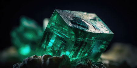 Photo of emerald mineral stone close up, macro. Generative AIの素材