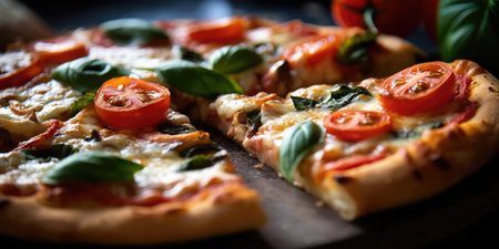 Tasty Italian pizza close-up. High quality photo. Generative AIの素材