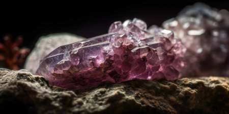 Photo of the mineral stone lepidolite close-up, macro. High quality photo. Generative AI.の素材