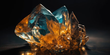 Photo of topaz mineral stone close up, macro. High quality illustration. Generative AIの素材