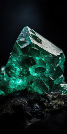 Photo of emerald mineral stone close up, macro. High quality photo. Generative AI.の素材