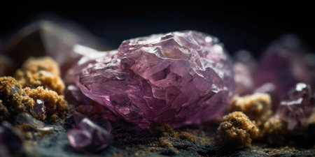 Photo of the mineral stone lepidolite close-up, macro. Generative AIの素材